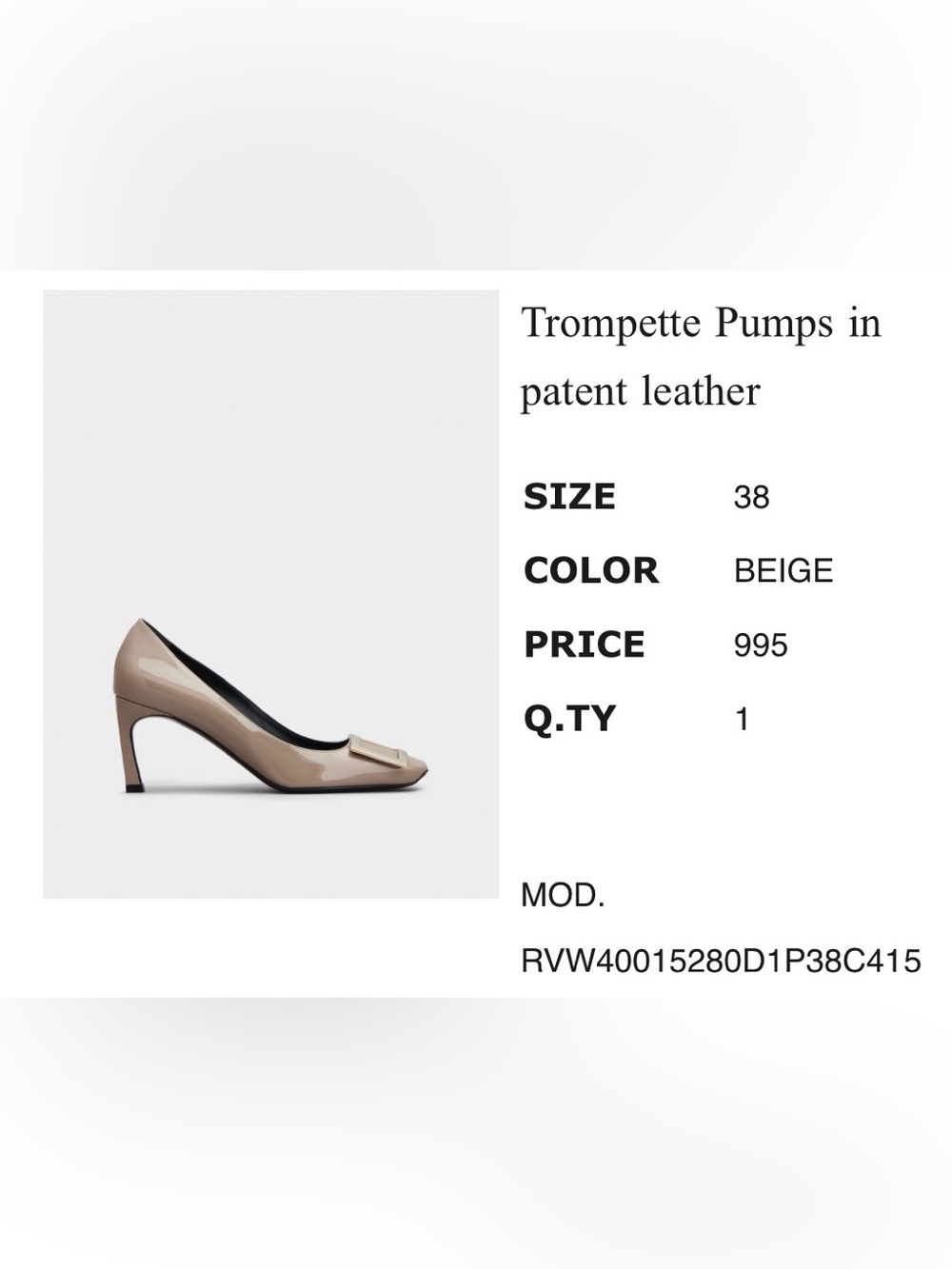 ROGER VIVIER Pumps TROMPETTE  38 beige NEW